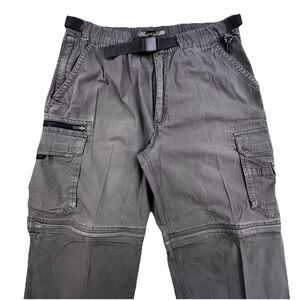 BC Clothing Convertible Cargo Pants Men's Size XL 36x30 Gray Belted Hiking
